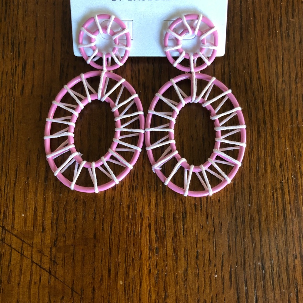 🌵3/$15 3in. Sugarfix Pink Intricate Raffia Hoop Earrings (see description)
